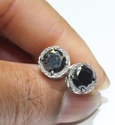 New 925 sterling silver 4ct black white diamond button stud earrings ladies — photo 6