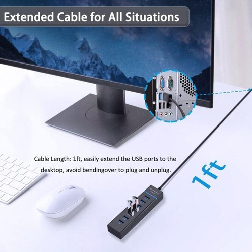 USB Hub USB Male to USB3.0 Splitter For PC Laptop And TV 5Gbps Data Transfer - Picture 6 of 8