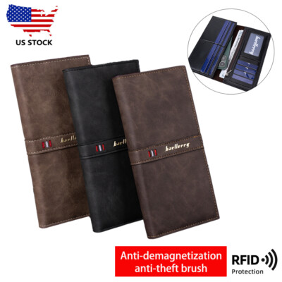 Man's RFID Blocking Leather Handbag Foldable Wallet ID Card Holder Zipper Wallet