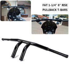 FAT 1-1/4" 8" RISE PULLBACK T-BARS HANDLEBARS DRAG BARS FOR HARLEY Dyna Fat Bob
