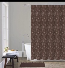 NEW 14PC SET BATHROOM RUG MAT SHOWER CURTAIN BROWN   FREE SHIPPING