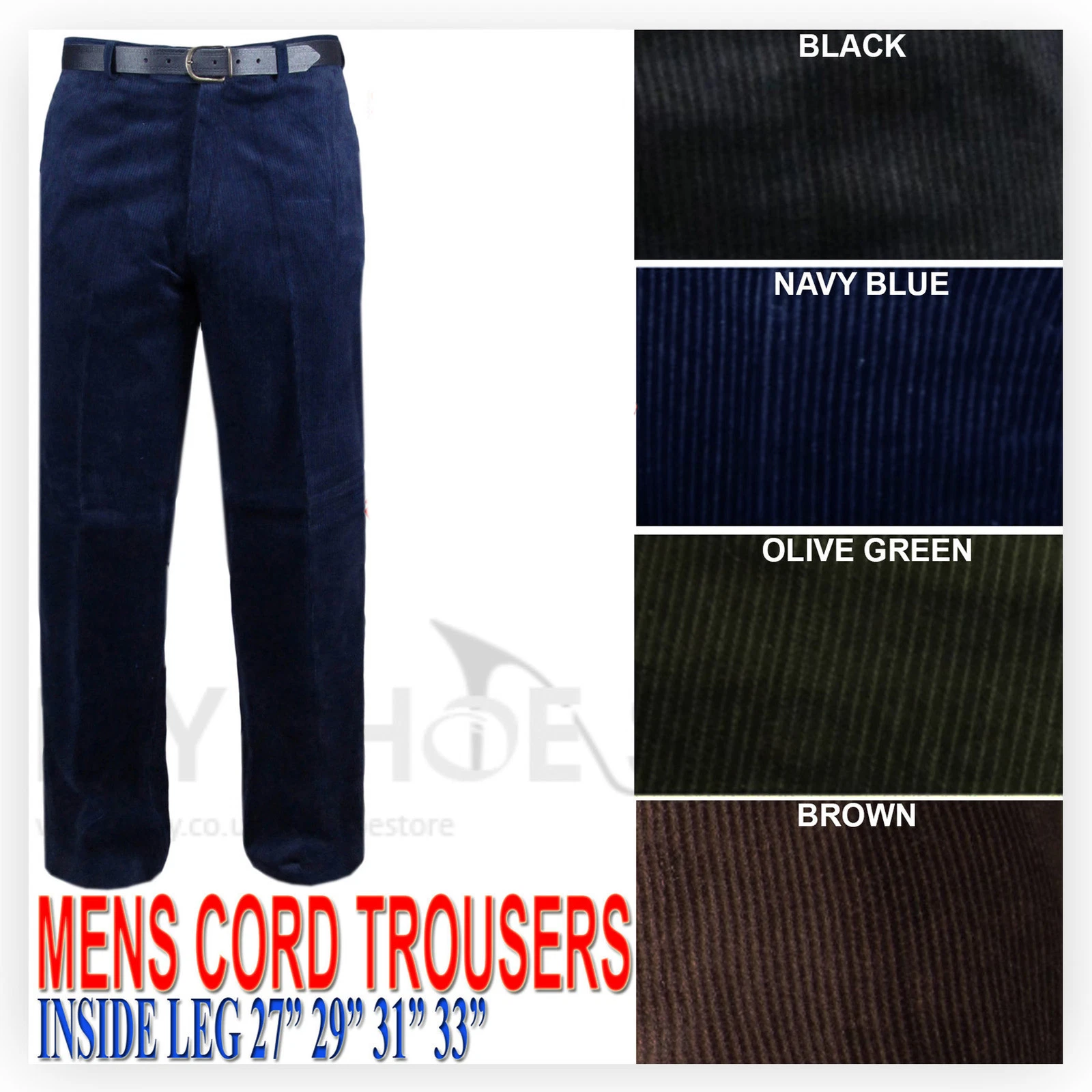 MENS CORDUROY CORD TROUSERS COTTON FORMAL CASUAL SMART BIG PLUS BELT POCKET PANT
