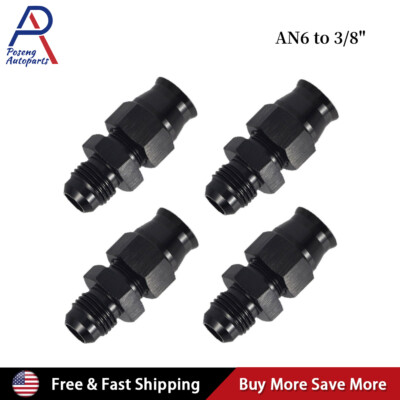 4Pcs 6AN To 3/8'' Tube Hardline Fuel Line Adapter Fitting Tubing compression