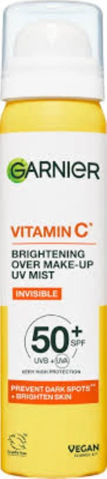 Garnier Vitamin C Brightening Over Makeup UV Mist Invisible SPF50+.75ml NEW(750)