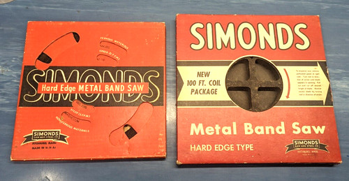 Vintage Simonds Band Saw Blade Reel Packs - Remaining Length on Spools - 2 Types