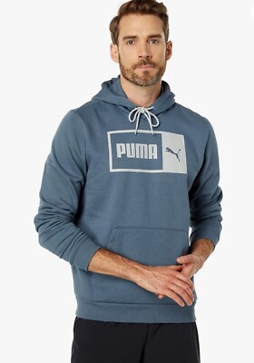 Puma Men's Split Logo Hoodie Evening Sky/Harbor Mist Size XL