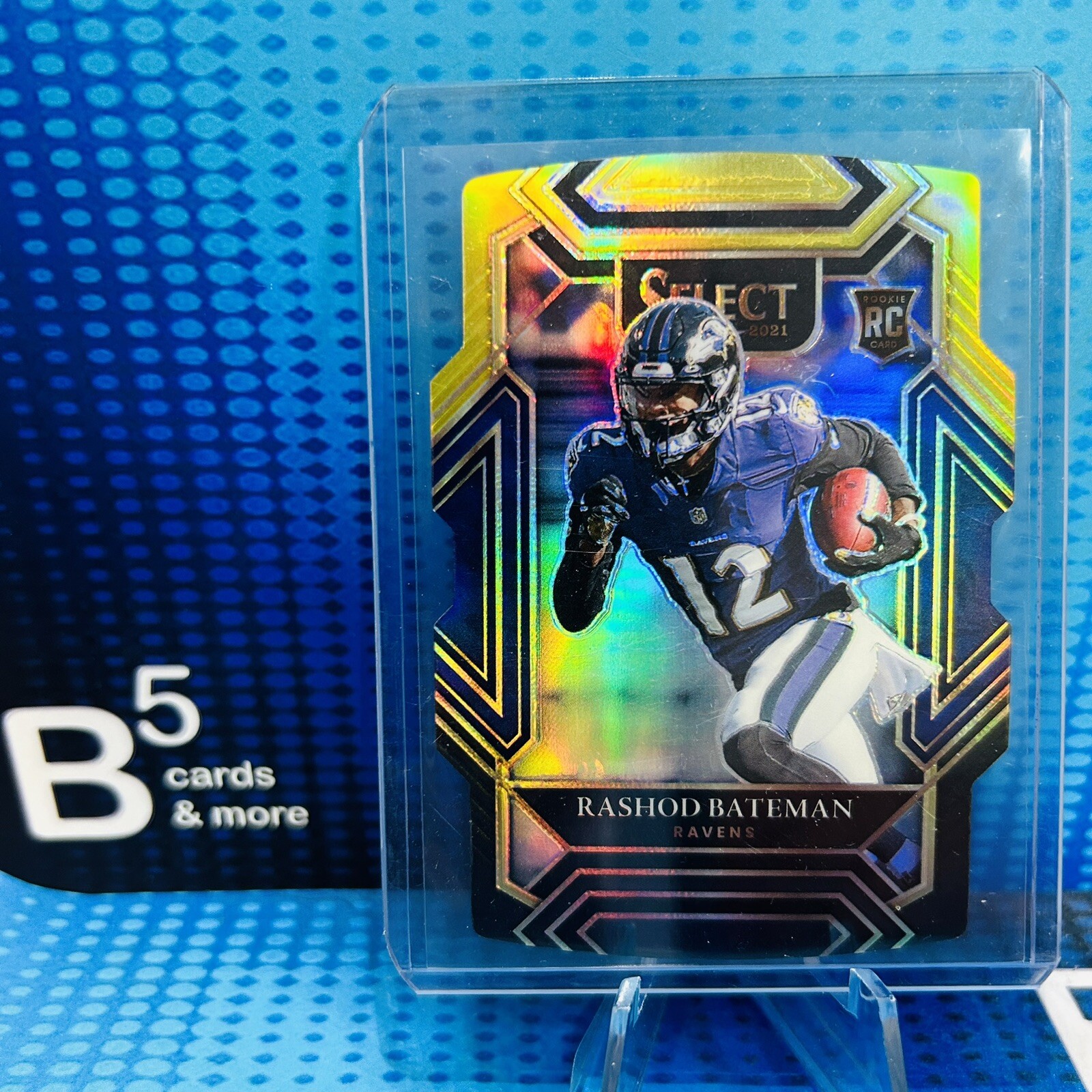 2021 Select Rashod Bateman Club Level Die-Cut Gold & Black Prizm RC Ravens