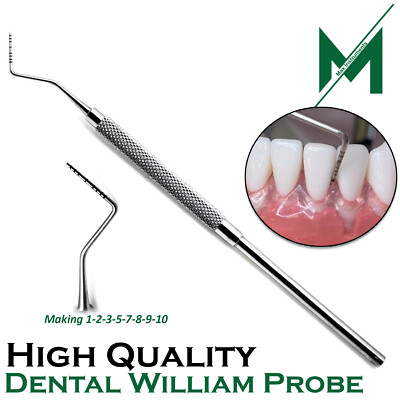 William Periodontal Probe   Color Coated Dental Perio Gum Exam for Precision 