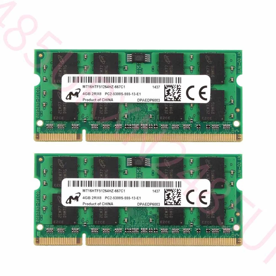 8GB 2x 4GB 2G PC2-5300S DDR2-667MHz 200Pin 1.8v Laptop SODIMM RAM per Micron IT - Immagine 3 di 4