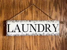 LAUNDRY Handmade Rustic Primitive Country Farmhouse Hanging Door Wood Sign