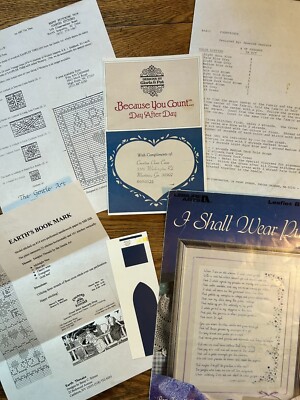 Five Cross Stitch Pattern Books Footprints, I Shall Wear Purple, ABC, Book Mark