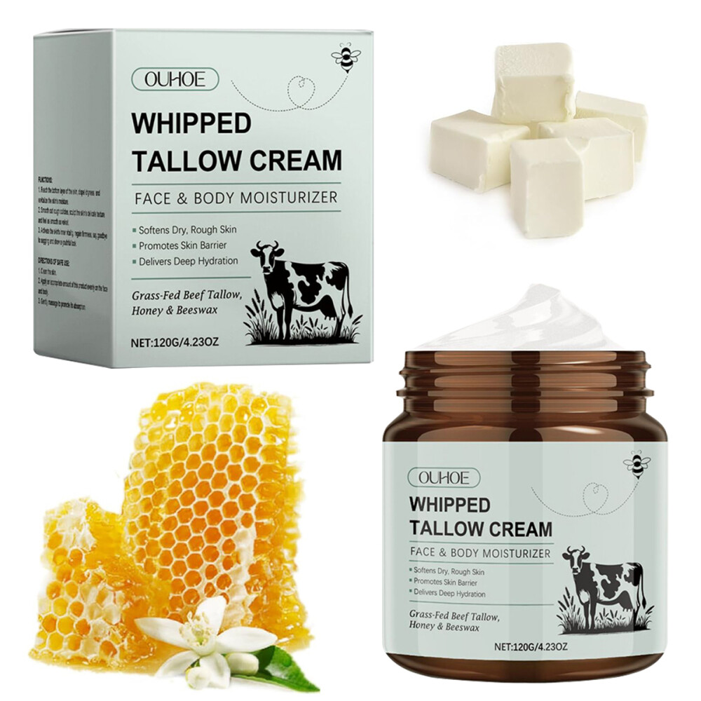 Beef Tallow Creme 120g – Rindertalg & Honig Balsam Für Gesicht & Körper