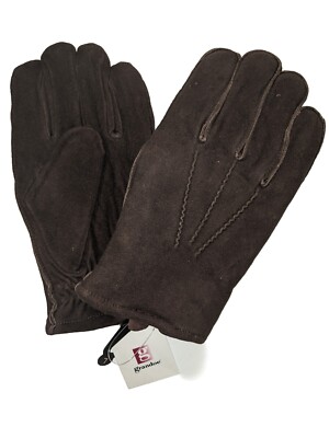 GRANDOE Men's Sheepskin Suede Leather Faux Fur Lined Gloves