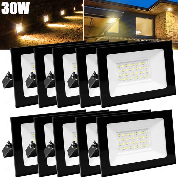 10X 30W 3000Lm Led Fluter AußEn Strahler Flutlicht Scheinwerfer Warmweiß Lampe-image