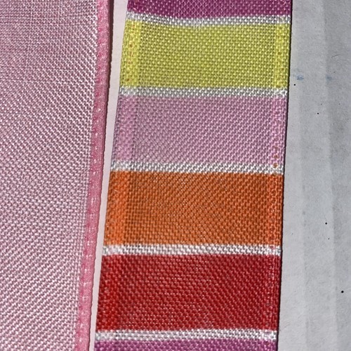 Spring Wired Pink Ribbon Lot 20 Yards Solid Butterfly Flower Plaid Stipe - Picture 8 of 8