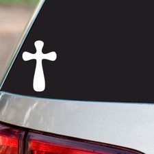 Christian Cross Sticker Jesus Religious S27 all chrome and regular vinyl colors