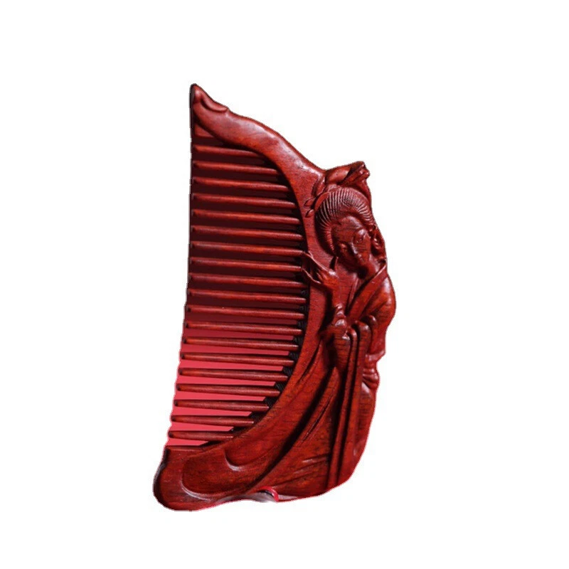 Handmade Red Sandalwood Carving Comb Creative Wooden Prop Decoration Accessories - Image 4 of 4