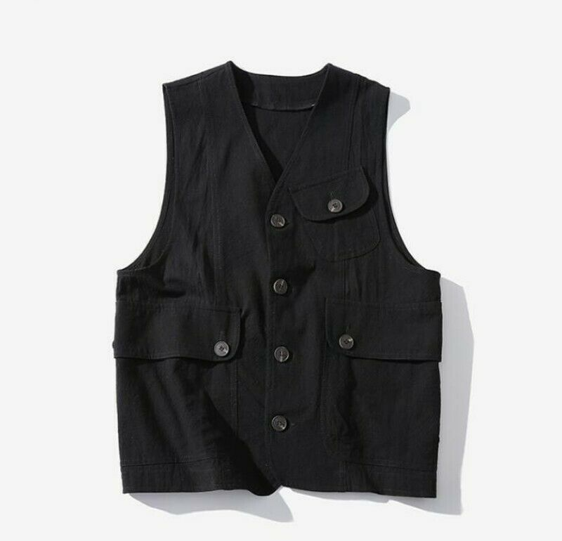 Men's Cargo Vest Sleeveless Jacket Waistcoat Japanese Vintage Style Leisure New Men's Cargo Vest Sleeveless Jacket Waistcoat Japanese Vintage Style Leisure New