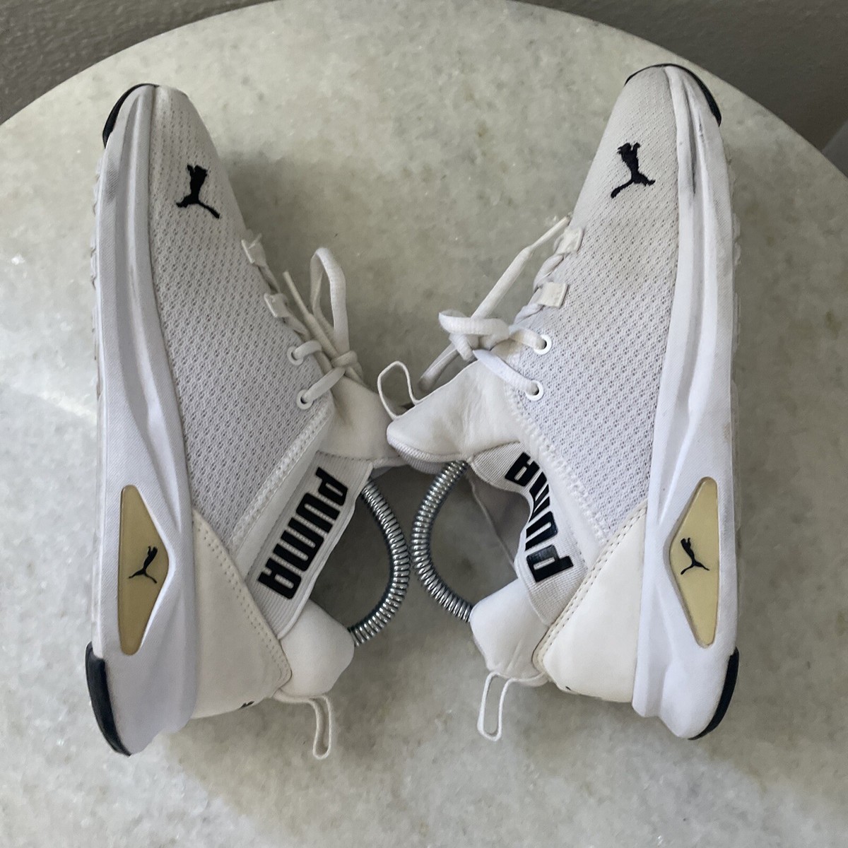 Puma Soft MESH Slip On Shoes Womens 8 Black White Sneakers