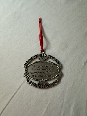 MERRY CHRISTMAS FROM HEAVEN Ornament John W. Mooney 1990 Religious Jesus Metal