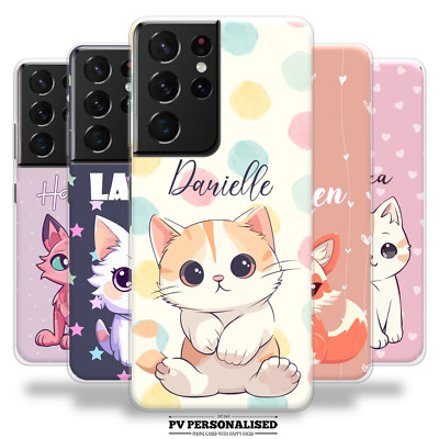 Personalisierte süße Handyhülle Name Silikon Cover für Samsung S24 S23 S22 S21 S20