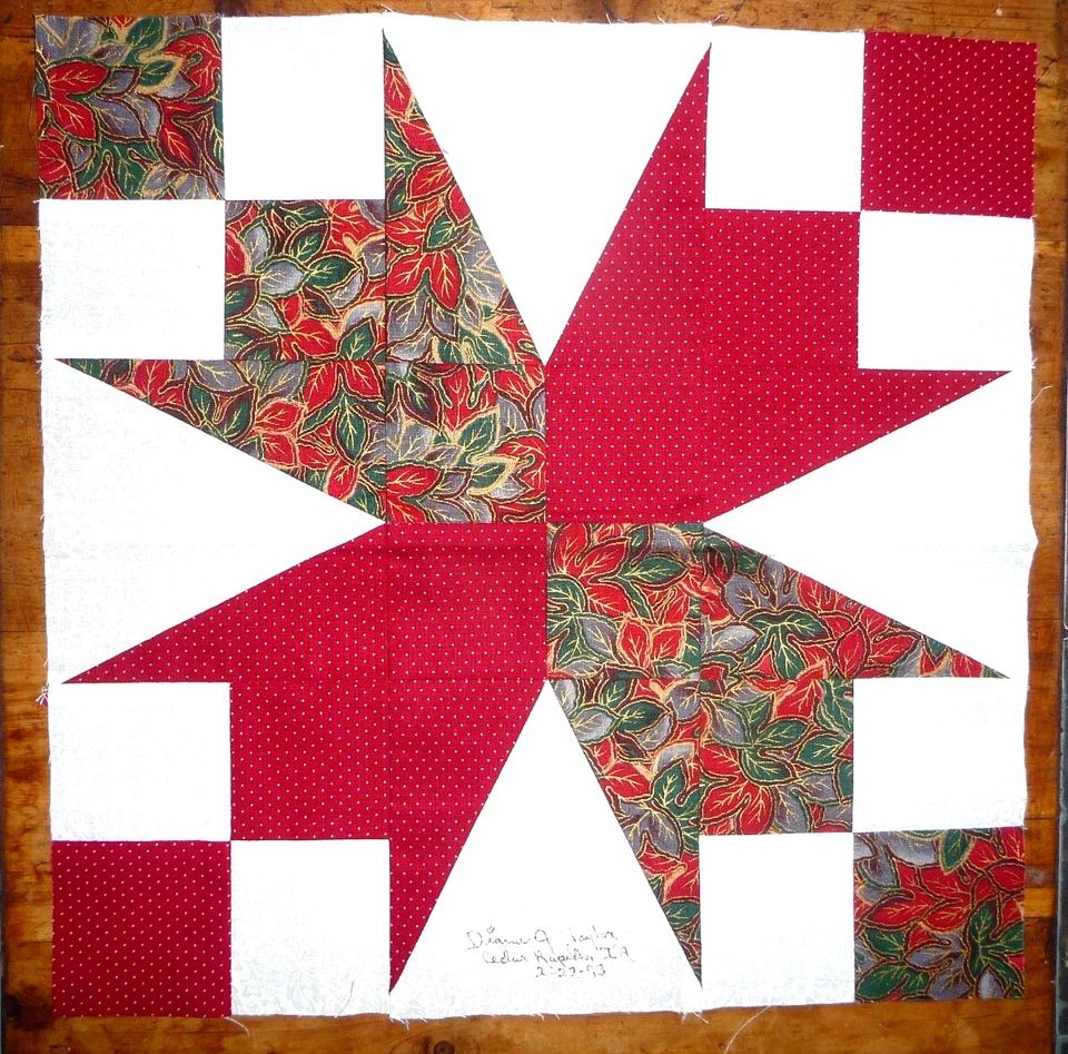 Lot of 2 Signed Sampler Quilt Blocks  12.5 x 12.5 inches - Image 2 of 4