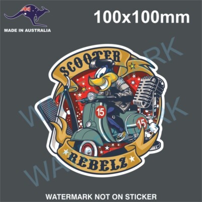 REBEL SCOOTER ROCKABILLY STICKER VESPA RETRO OLD SCHOOL | eBay