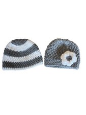 Two hand crocheted hats Boy/Girl Twins Newborn Photoshoot Complementary