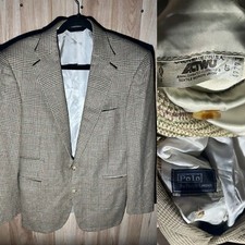 Vintage Polo Ralph Lauren 42 Wool Houndstooth Plaid Blazer Made USA