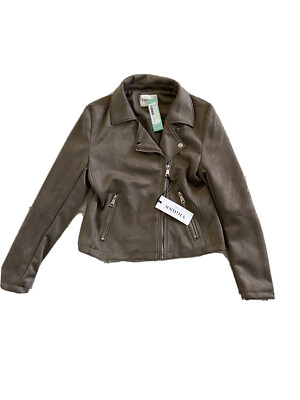 Vigoss Suede Leather Jacket Taupe Size Small womens