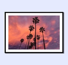 PURPLE SUNSET PALM TREE Art print chilled relaxation wall prints