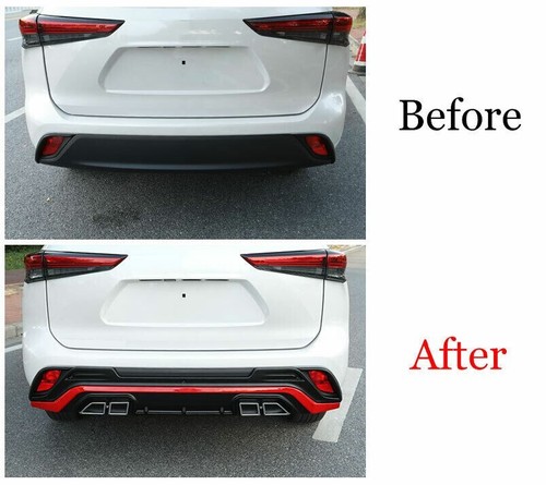 For Toyota Highlander 2020-2022 Black&Red Rear Bumper Diffuser Spoiler ...