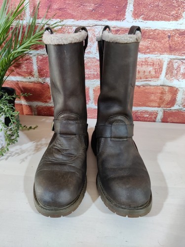 TIMBERLAND DARK BROWN BIKER BOOTS UK 5.5 US 7.5W SHERPA LINED WATERPROOF WOMENS - Picture 3 of 8