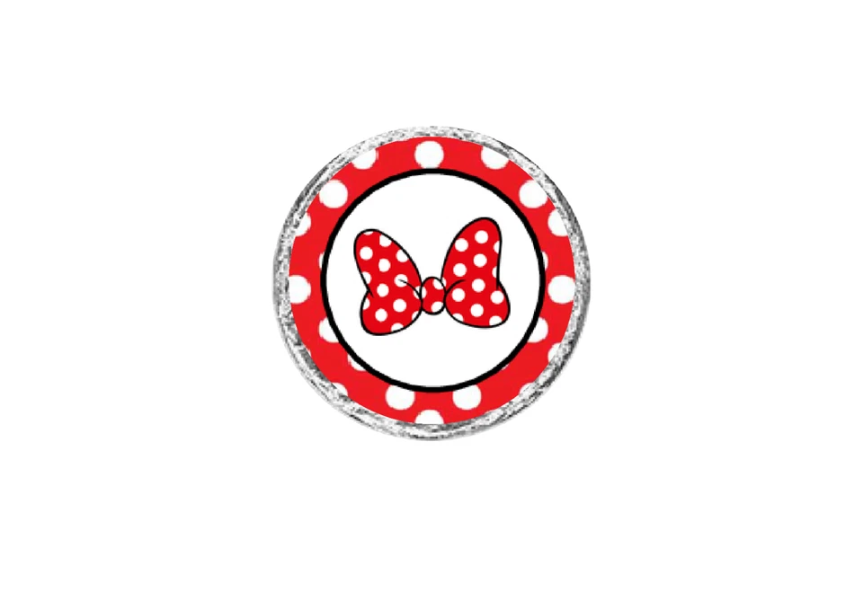 108 etiquetas de beso Minnie Hershey, pegatinas, etiquetas para una fiesta de cumpleaños temática de ratón Foto 2 de 2