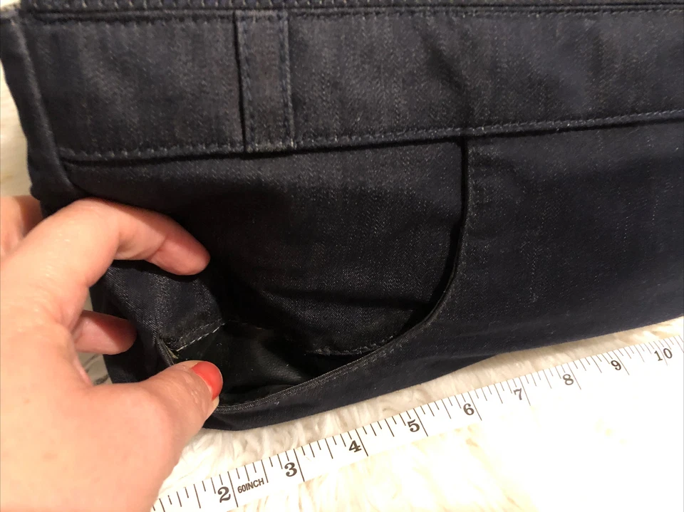 VERSACE Azul Marino Denim Oscuro De Colección Años 70’s Bolso Cluth Auténtico Italia Foto 4 de 4