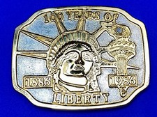 Patriotic Americana Statue Of Lady Liberty 100 Years Celebration Belt Buckle