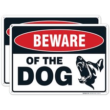 Beware of The Dog Sign, 2 Pack 10x14 Aluminum
