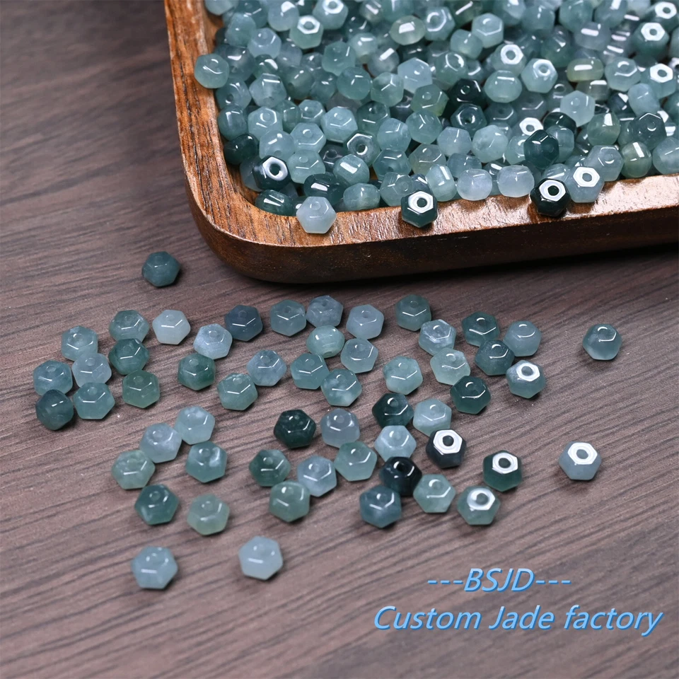 Натуральный класса нефрит маленький фонарь формы бисером синий нефрит льда зеленый DIY бисер - Изображение 4 из 4