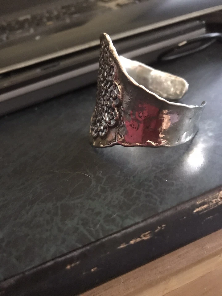 Hermosa pulsera brazalete de plata de ley Or Paz Foto 3 de 4