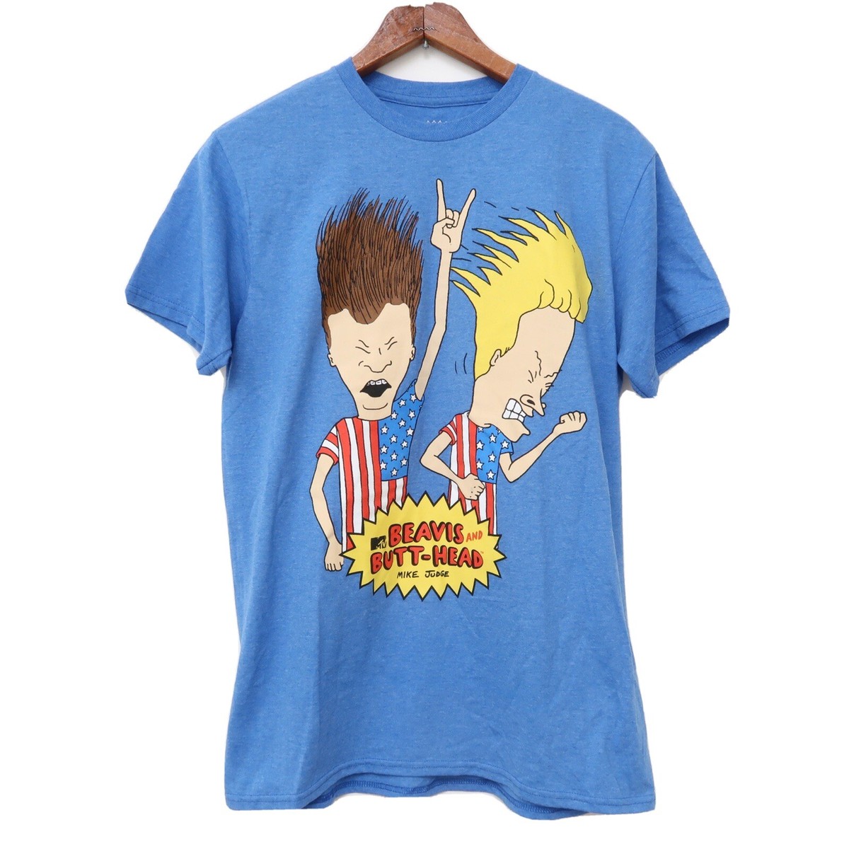 MTV Beavis And Butthead Blue American Flag Short Sleeve