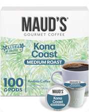 Maud s Kona Blend Coffee Pods 100ct Premium Medium Roast K-Cup Compatible