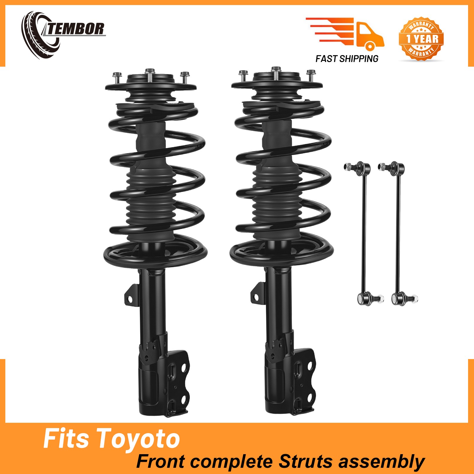 2PC Front Struts Assembly w/ Sway Bar Links For 2004-2009 Toyota Prius 1.5L