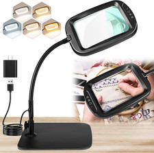 10X 30X 7'' Extra Large Magnifying Glass with Light and Stand, 5 Color LED