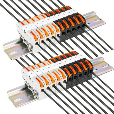 DIN Rail Terminal Blocks Kit 20 PCS Connectors Bar Marker Strip 28-12 AWG