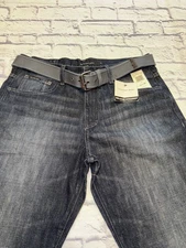 Calvin Klein 34x30 Dark Wash Relaxed Straight Denim Jeans With Belt, NWT