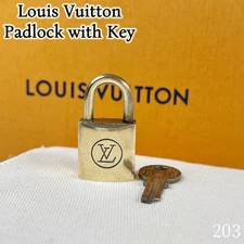 Authentic Louis Vuitton Padlock with Key Brass Gold Tone for Bags Luggage Speedy