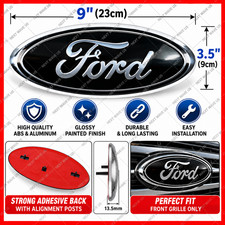 Black Silver 9 Front Grille Oval Emblem Badge For Ford F150 F250 F350 2004-2016