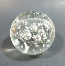 Globe Clear Glass Paperweight With Bubbles Design 3 Inches Round