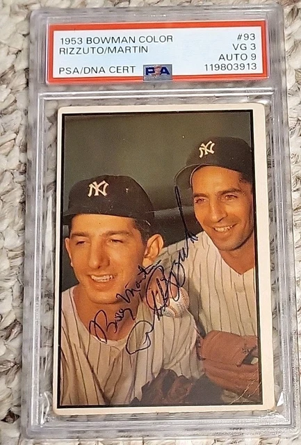 1953 Bowman  #93 Phil Rizzuto Billy Martin PSA DNA 3/9 PoP ONE  Dual Signed