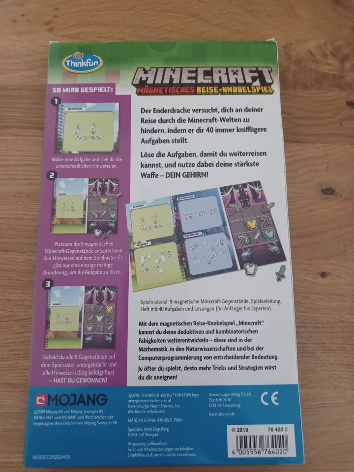 Minecraft magnetisches Reise Knobelspiel mit 40 Aufgaben /ThinkFun 2019 - Bild 2 von 4